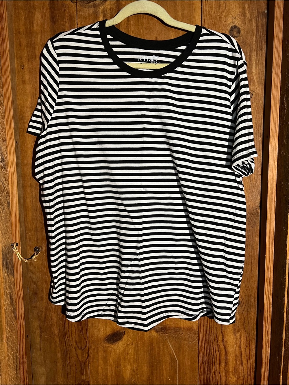 Terra & Sky Black and White Striped Short Sleeve Crew Tee